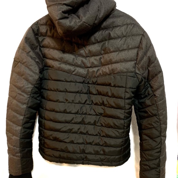 GUESS Puffer Winter Insulated Fleece Lined Jacket Black Winter Hooded Coat Large - Picture 3 of 3